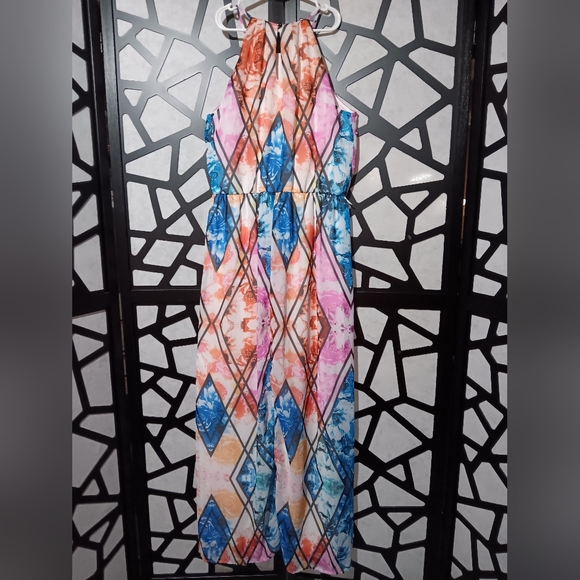 [Flawed] Lily Rose - Women's Floral Halter-neck Blouson Maxi Dress - Multi - S - Picture 4 of 9